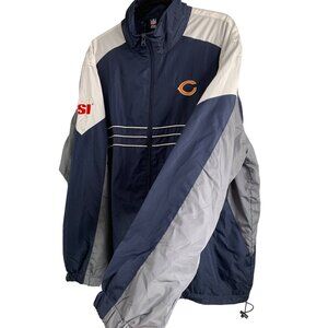 Reebok NFL Team XXL Chicago Bears Windbreaker Jacket Navy Grey Polyester 8061